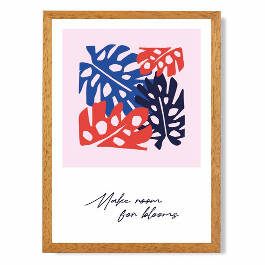 Modern Abstract Pink, Blue Monstera Quote  Art Print | Wall Art Plaza