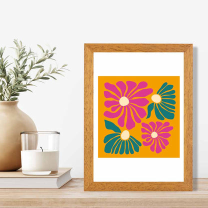 Boho Modern Orange, Pink Flowers  Art Print | Wall Art Plaza