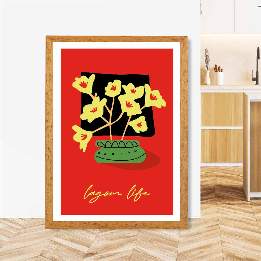 Modern Abstract Red, Yellow Flowers Quote  Art Poster | Wall Art Plaza