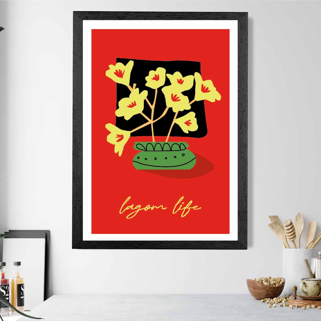 Modern Abstract Red, Yellow Flowers Quote  Art Poster | Wall Art Plaza