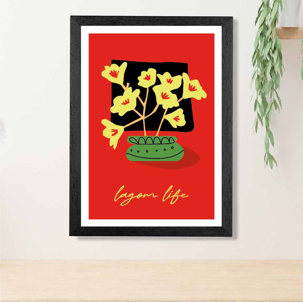 Modern Abstract Red, Yellow Flowers Quote  Art Poster | Wall Art Plaza