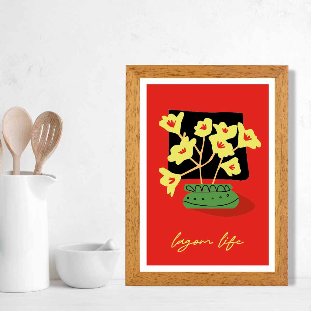 Modern Abstract Red, Yellow Flowers Quote  Art Poster | Wall Art Plaza