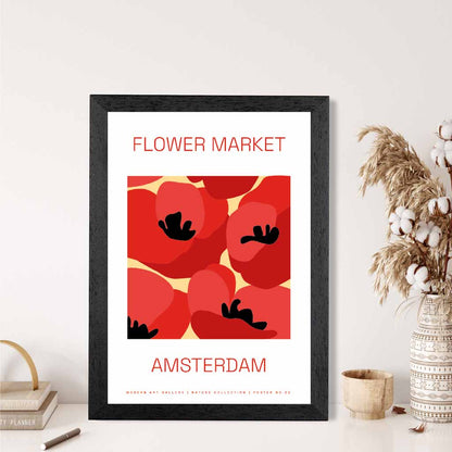 Flower Market Red, Beige Amsterdam Poppies  Art Print | Wall Art Plaza