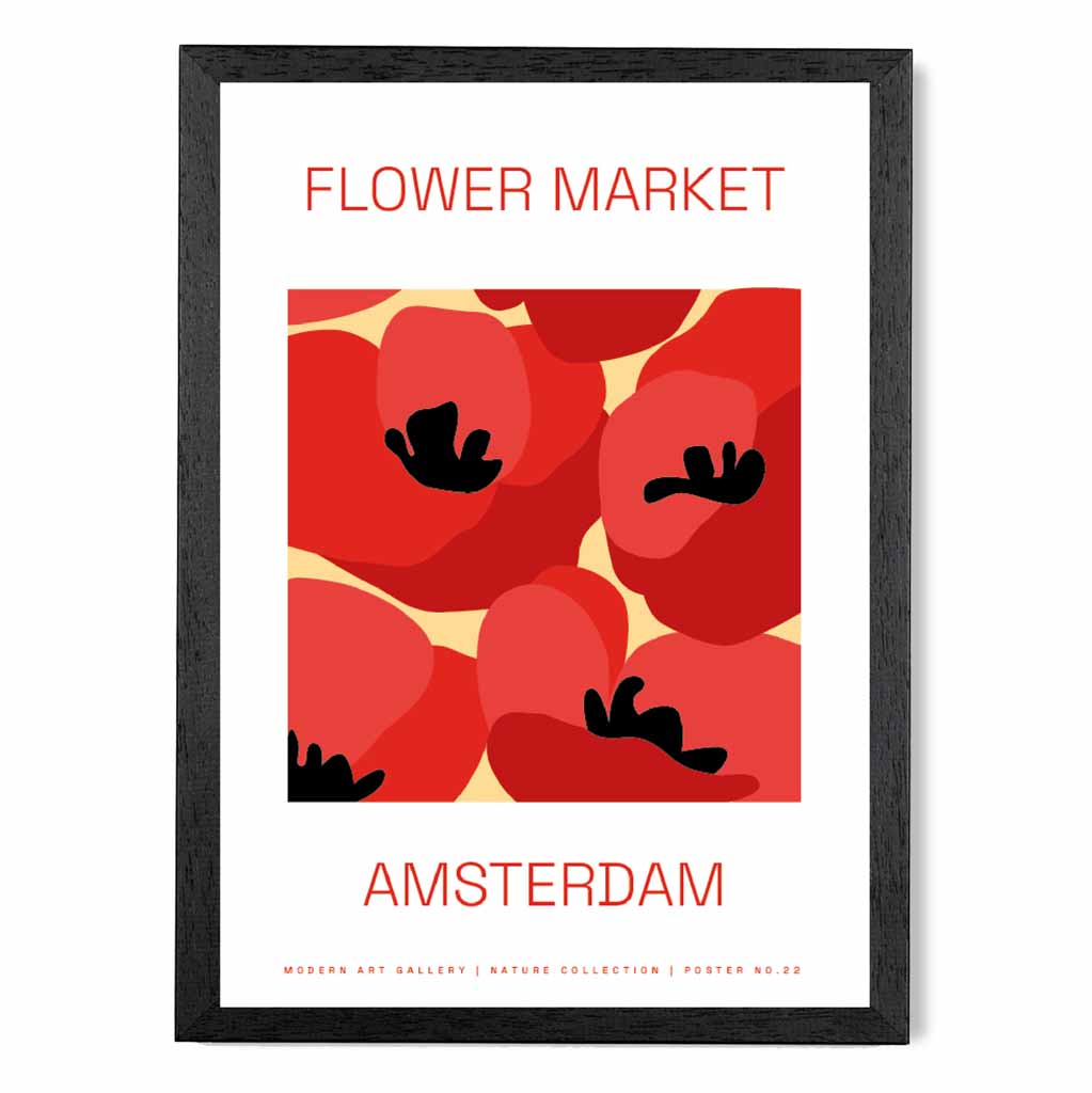 Flower Market Red, Beige Amsterdam Poppies  Art Print | Wall Art Plaza