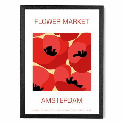 Flower Market Red, Beige Amsterdam Poppies  Art Print | Wall Art Plaza