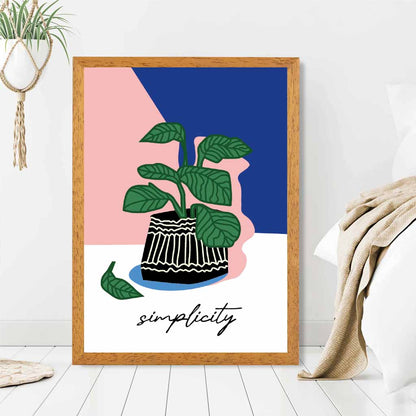 Modern Floral Pink, Blue Simplicity  Art Print | Wall Art Plaza