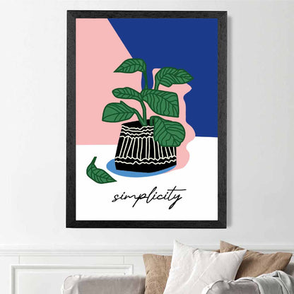 Modern Floral Pink, Blue Simplicity  Art Print | Wall Art Plaza