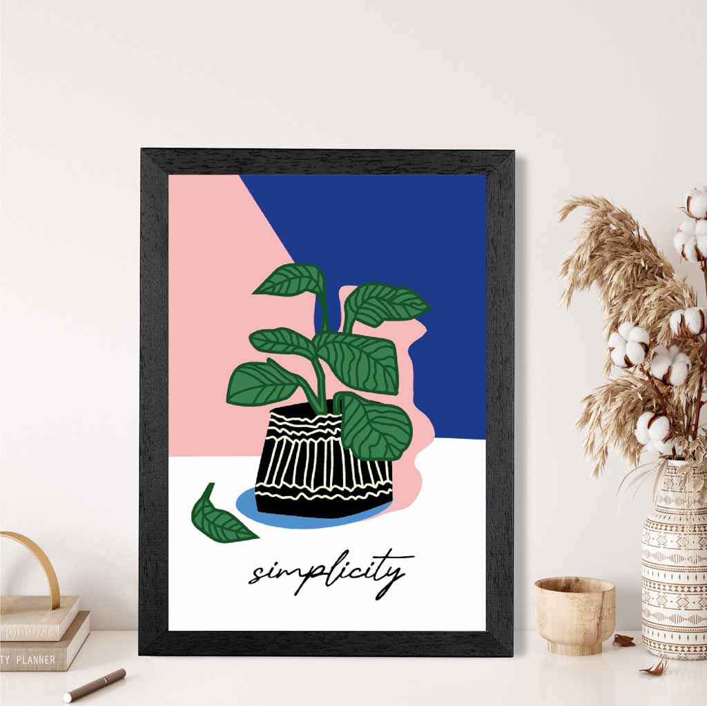 Modern Floral Pink, Blue Simplicity  Art Print | Wall Art Plaza