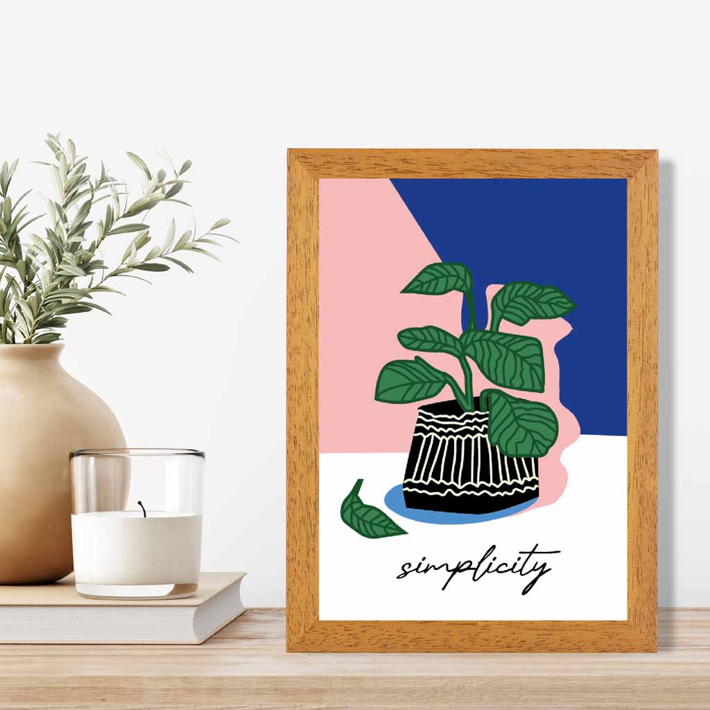 Modern Floral Pink, Blue Simplicity  Art Print | Wall Art Plaza