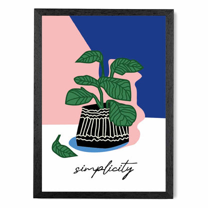 Modern Floral Pink, Blue Simplicity  Art Print | Wall Art Plaza