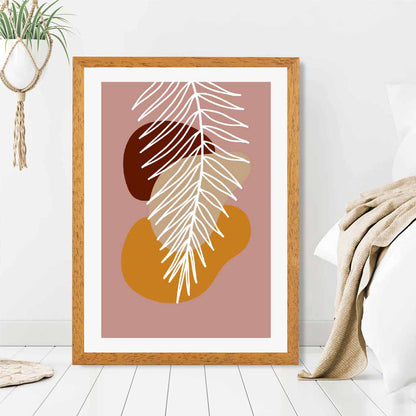 Boho Pink, Orange Sketch Botanical Art Poster | Wall Art Plaza
