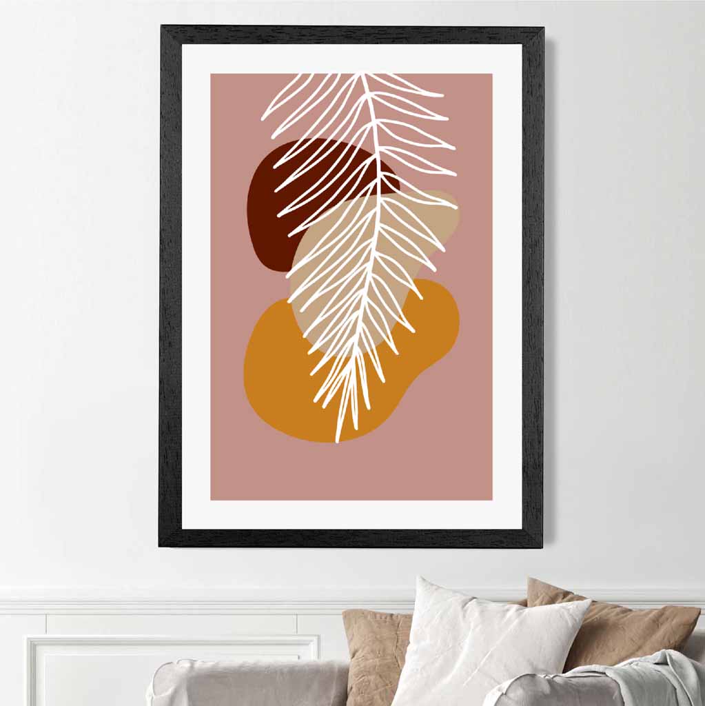 Boho Pink, Orange Sketch Botanical Art Poster | Wall Art Plaza