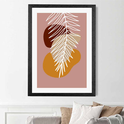 Boho Pink, Orange Sketch Botanical Art Poster | Wall Art Plaza
