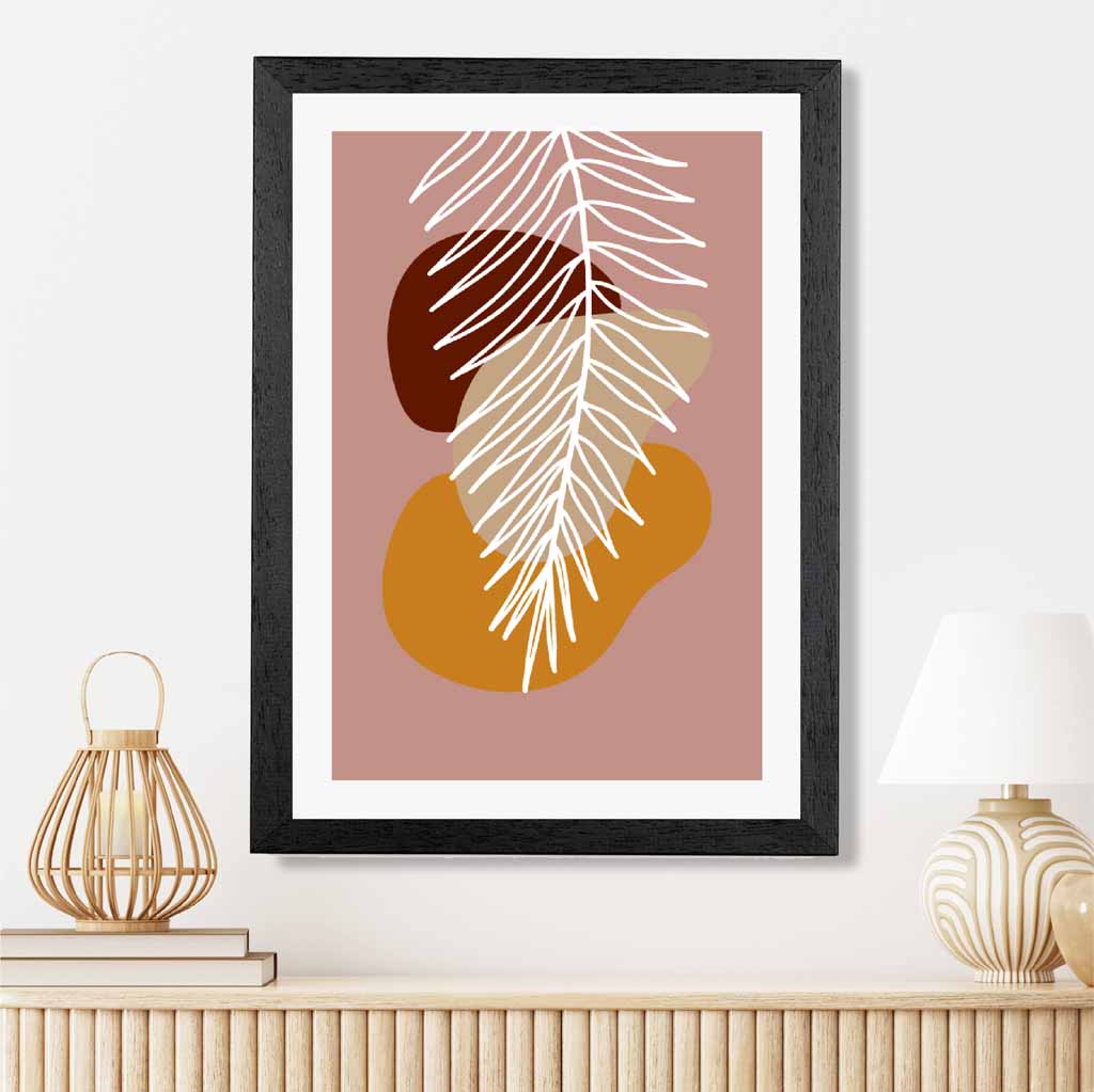 Boho Pink, Orange Sketch Botanical Art Poster | Wall Art Plaza