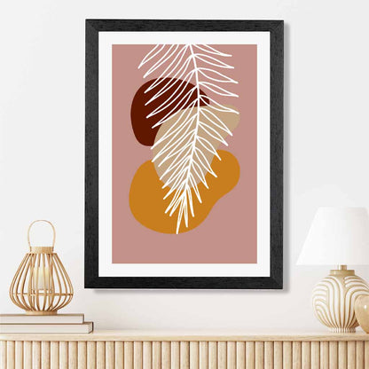 Boho Pink, Orange Sketch Botanical Art Poster | Wall Art Plaza