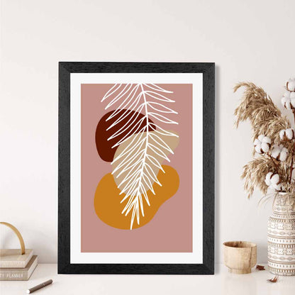 Boho Pink, Orange Sketch Botanical Art Poster | Wall Art Plaza