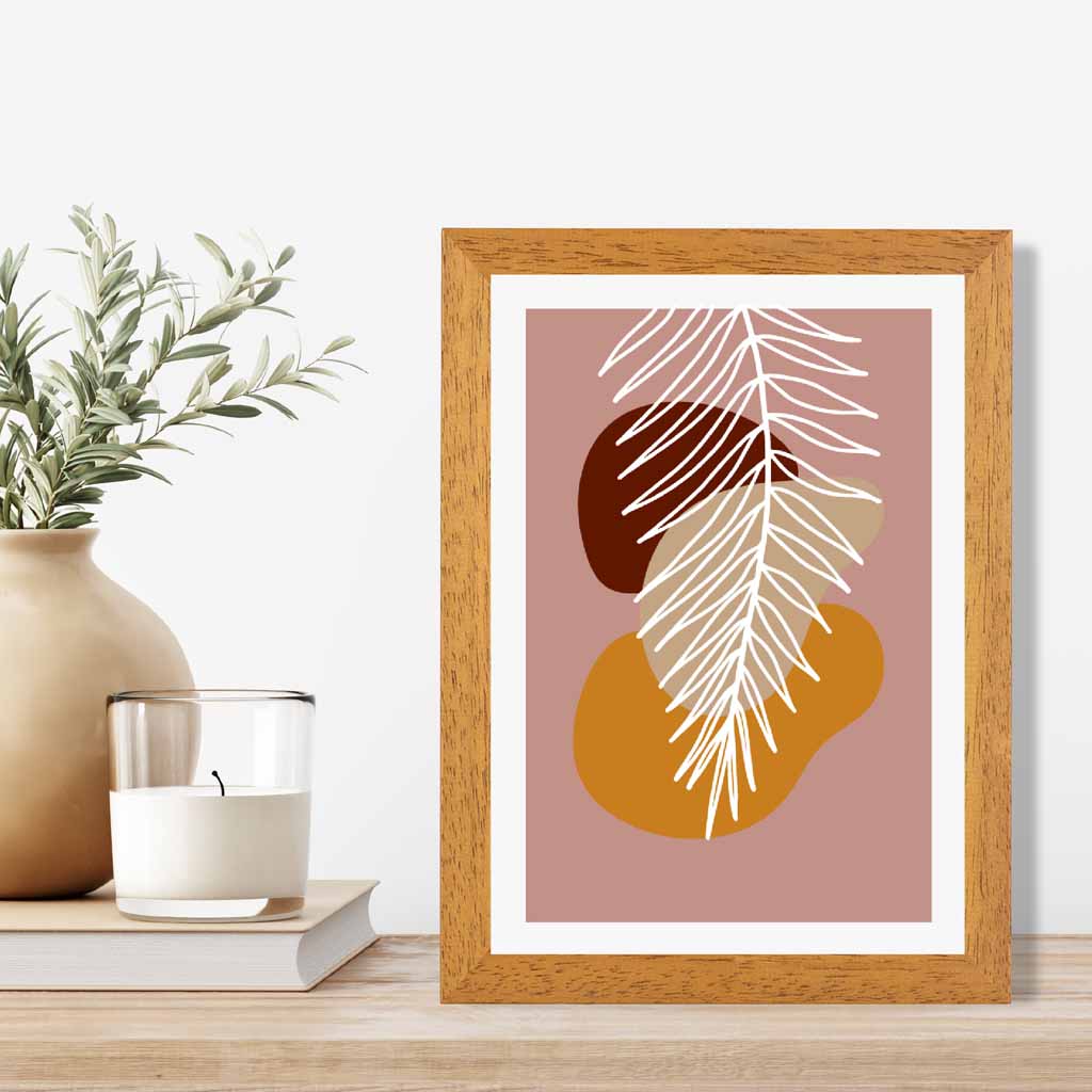 Boho Pink, Orange Sketch Botanical Art Poster | Wall Art Plaza