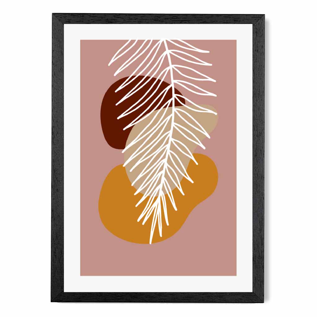 Boho Pink, Orange Sketch Botanical Art Poster | Wall Art Plaza