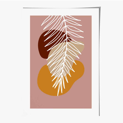 Boho Pink, Orange Sketch Botanical Art Poster | Wall Art Plaza