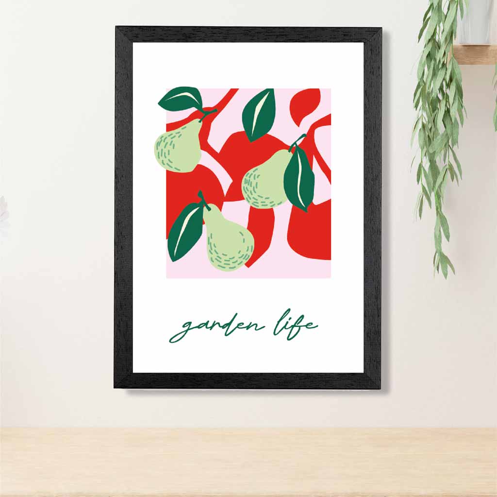 Modern Green, Pink Pears Kitchen Art Print | Wall Art Plaza