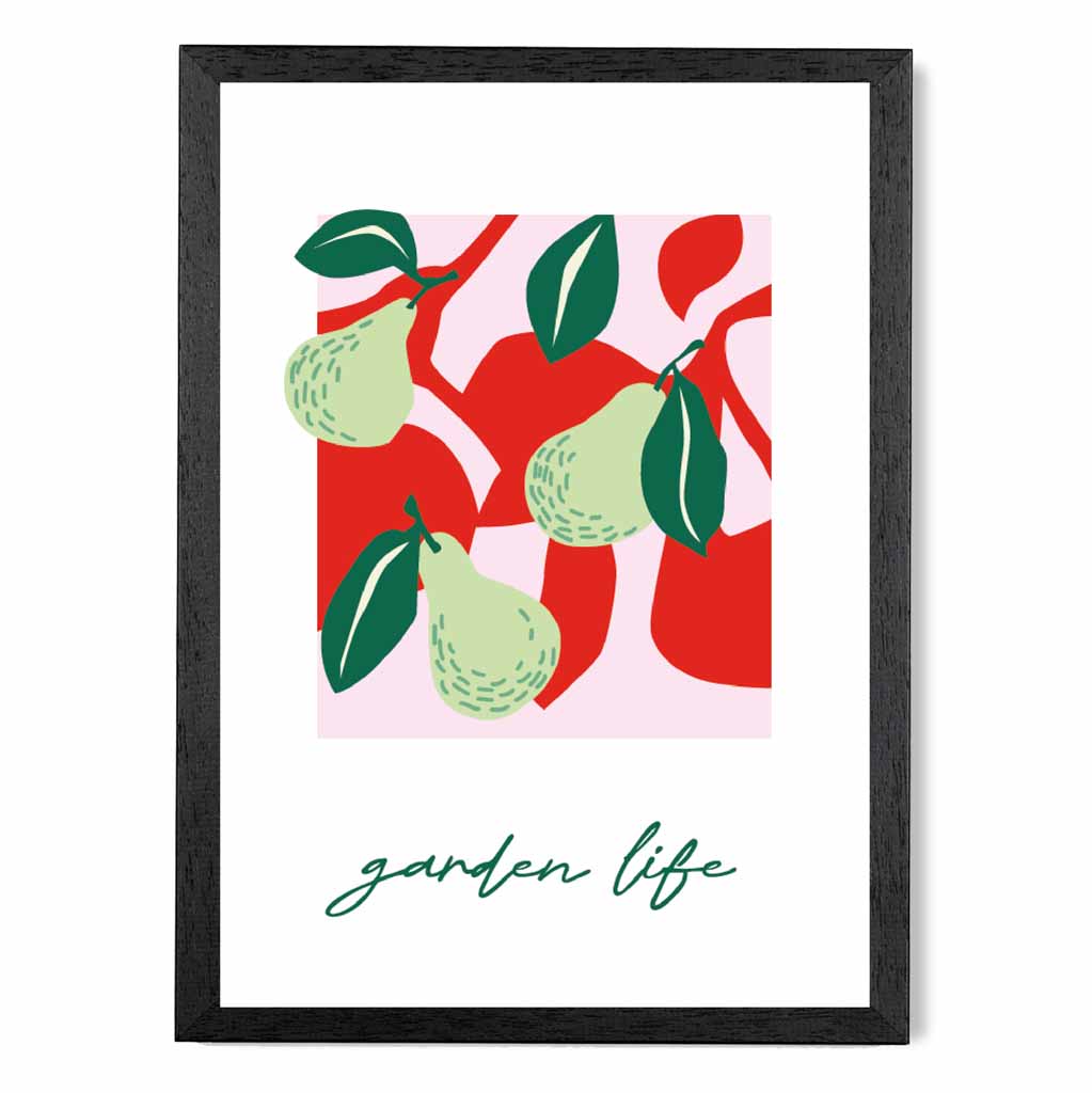 Modern Green, Pink Pears Kitchen Art Print | Wall Art Plaza