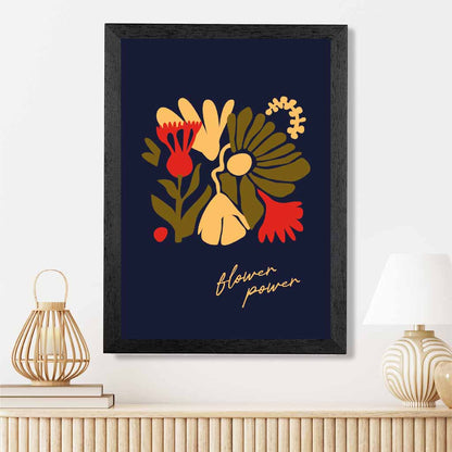 Modern Floral Black, Yellow Flower Power  Art Poster | Wall Art Plaza