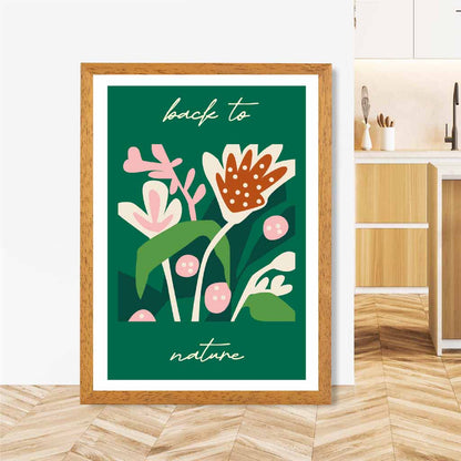 Modern Boho Green, Pink Back to Nature  Art Poster | Wall Art Plaza