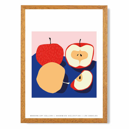 Modern Blue, Red Apples Kitchen Art Poster | Wall Art Plaza