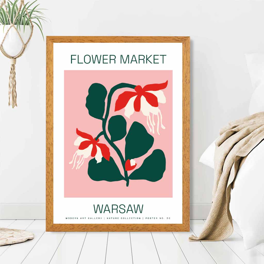 Flower Market Pink, Green Warsaw  Art Print | Wall Art Plaza