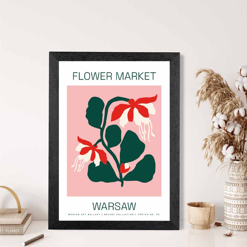 Flower Market Pink, Green Warsaw  Art Print | Wall Art Plaza