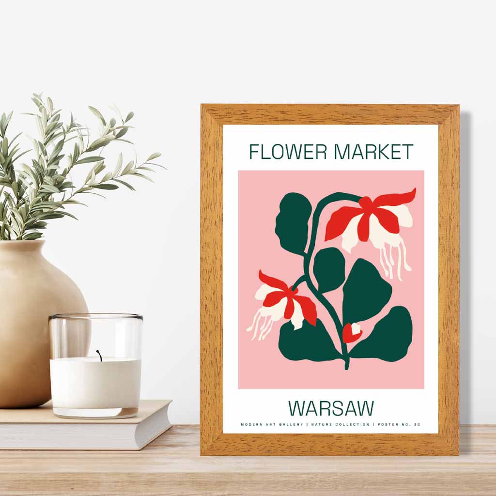 Flower Market Pink, Green Warsaw  Art Print | Wall Art Plaza