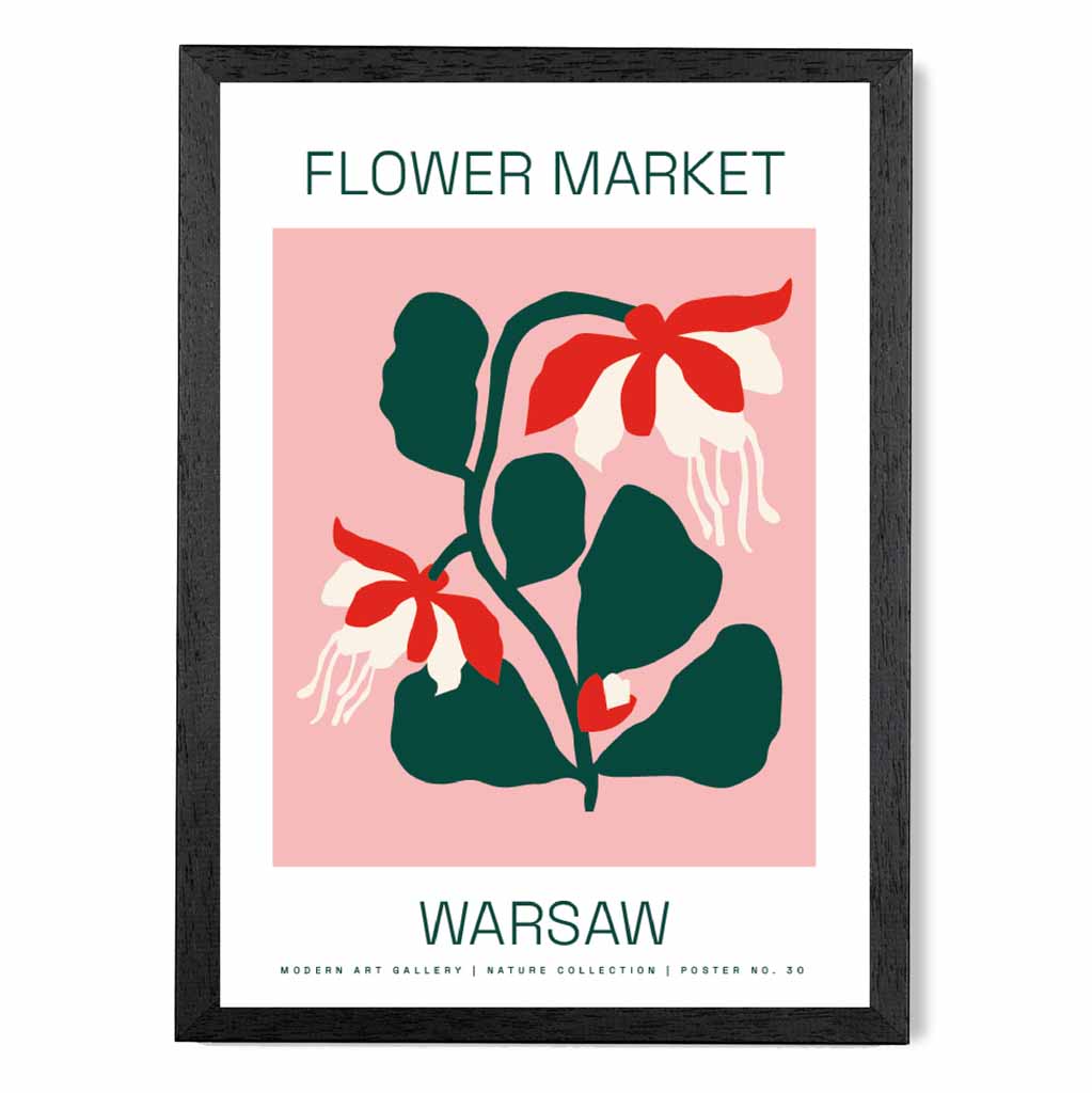 Flower Market Pink, Green Warsaw  Art Print | Wall Art Plaza