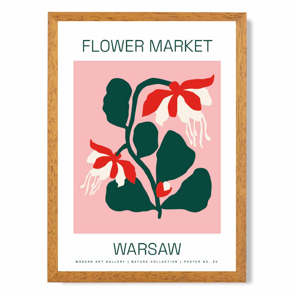 Flower Market Pink, Green Warsaw  Art Print | Wall Art Plaza