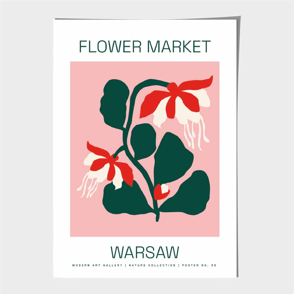 Flower Market Pink, Green Warsaw  Art Print | Wall Art Plaza