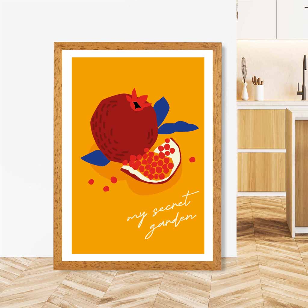 Modern Orange, Red Pomegranate Kitchen Art Poster | Wall Art Plaza