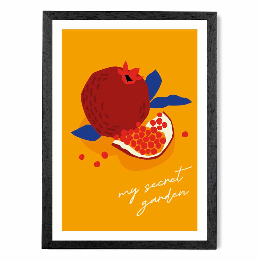 Modern Orange, Red Pomegranate Kitchen Art Poster | Wall Art Plaza
