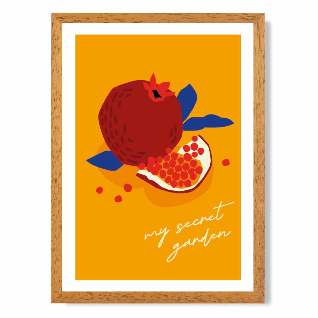 Modern Orange, Red Pomegranate Kitchen Art Poster | Wall Art Plaza