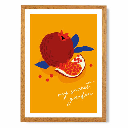 Modern Orange, Red Pomegranate Kitchen Art Poster | Wall Art Plaza