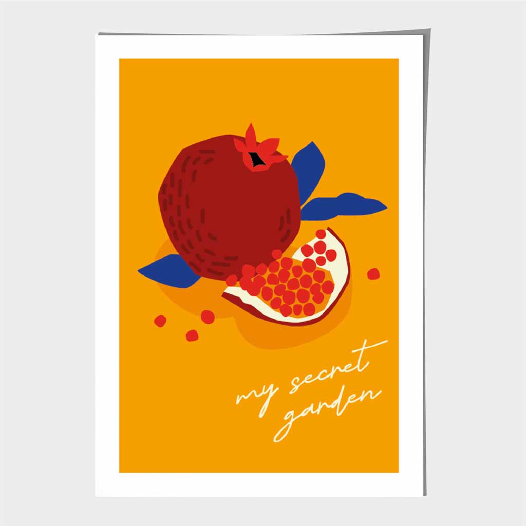 Modern Orange, Red Pomegranate Kitchen Art Poster | Wall Art Plaza