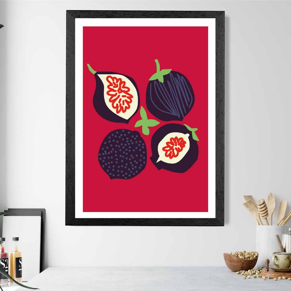 Modern Red, Purple Figs Kitchen Art Print | Wall Art Plaza
