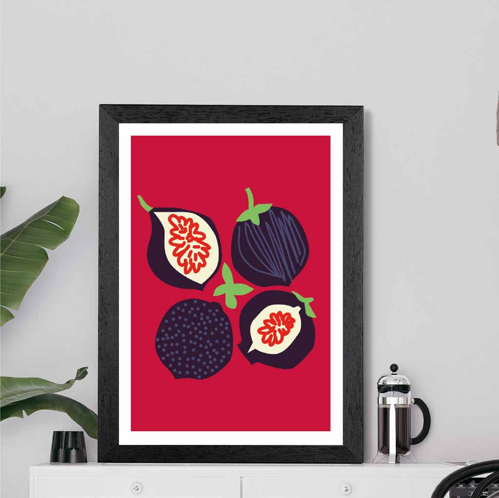 Modern Red, Purple Figs Kitchen Art Print | Wall Art Plaza