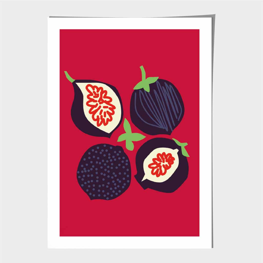 Modern Red, Purple Figs Kitchen Art Print | Wall Art Plaza