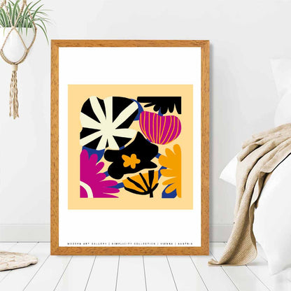 Modern Abstract Pink, Black Flowers  Art Print | Wall Art Plaza