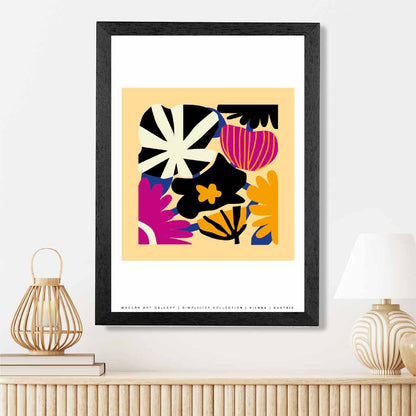 Modern Abstract Pink, Black Flowers  Art Print | Wall Art Plaza