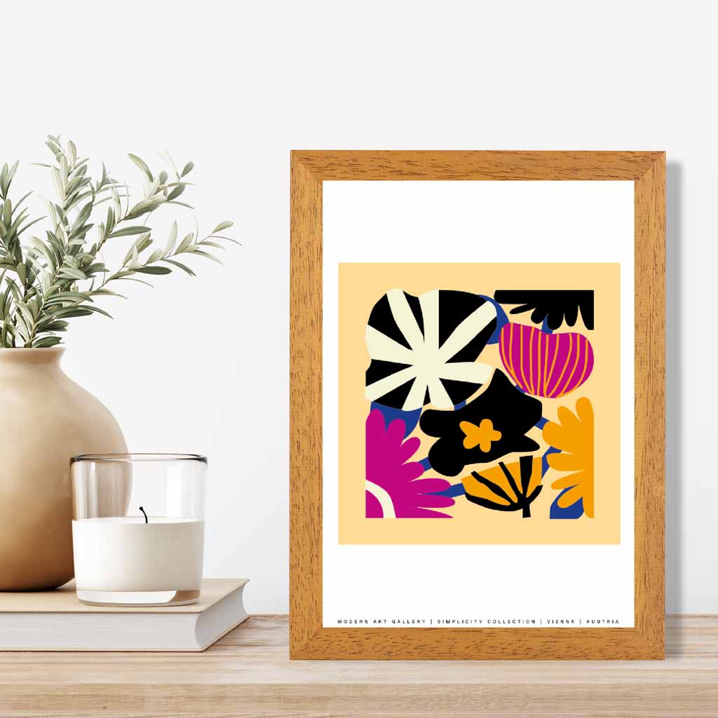 Modern Abstract Pink, Black Flowers  Art Print | Wall Art Plaza