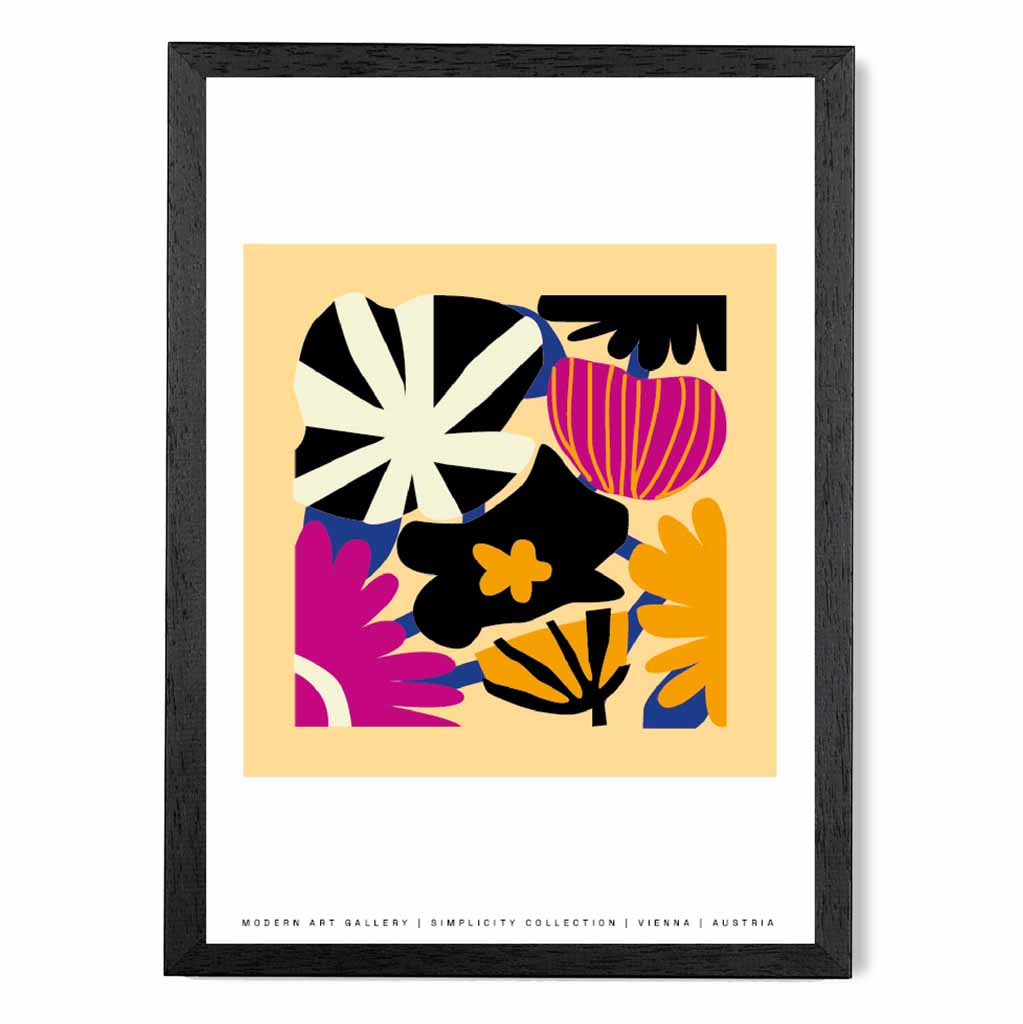 Modern Abstract Pink, Black Flowers  Art Print | Wall Art Plaza