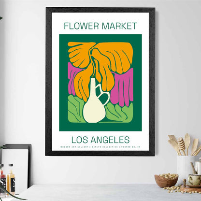 Flower Market Green, Yellow Los Angeles Lifestyle  Art Poster | Wall Art Plaza