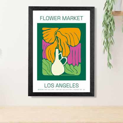 Flower Market Green, Yellow Los Angeles Lifestyle  Art Poster | Wall Art Plaza