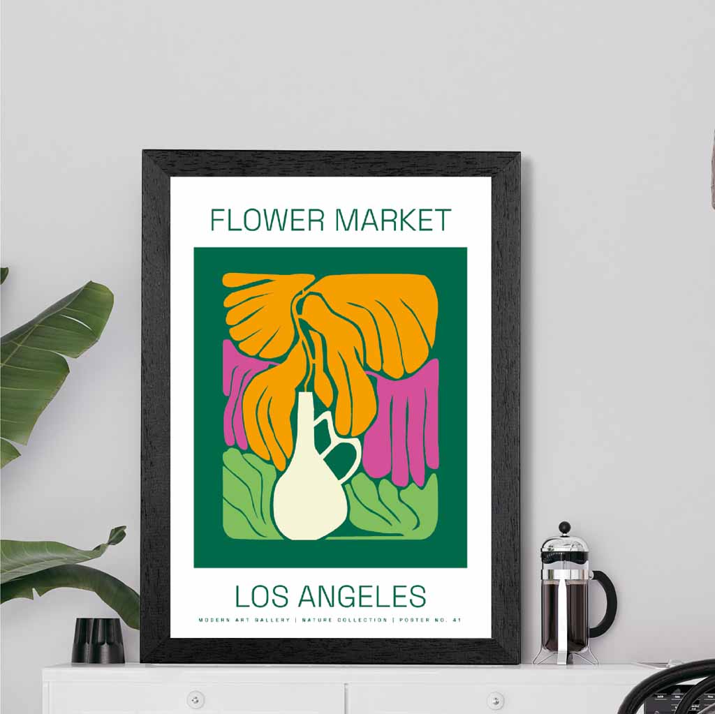 Flower Market Green, Yellow Los Angeles Lifestyle  Art Poster | Wall Art Plaza