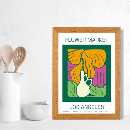 Flower Market Green, Yellow Los Angeles Lifestyle  Art Poster | Wall Art Plaza